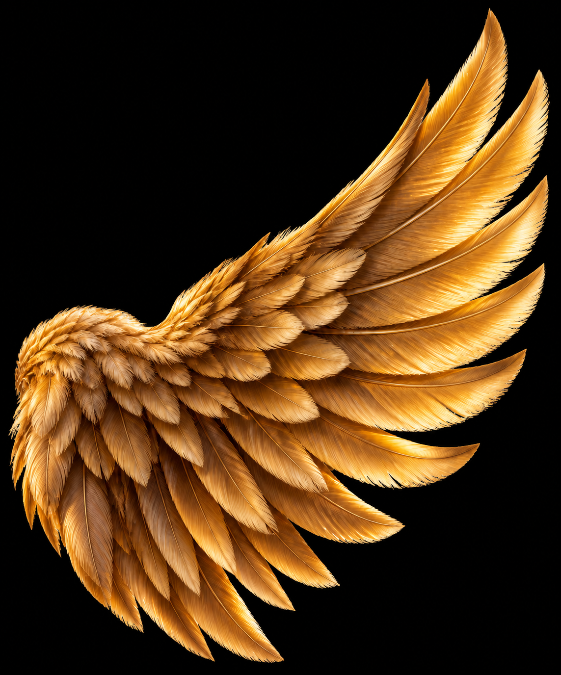 Soft golden flight feathers sweeping upward from a griffin wing